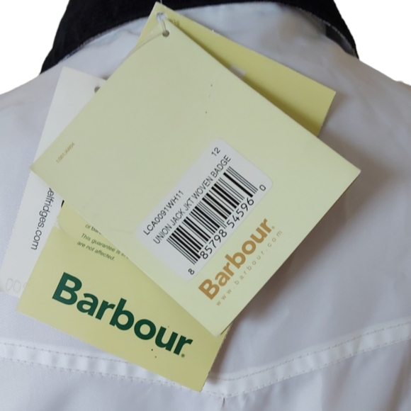 BNWT Barbour Womens White Rain Jacket UK Size 12 Lightweight Union Jack Lining. - Picture 10 of 16